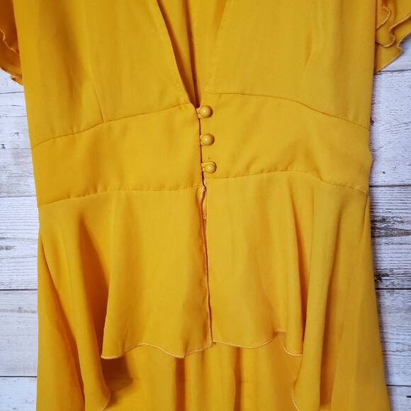 Flowy Fairy Tunic Agaci Mustard Vest Shirt Dress High Low Hem Boho Womens Small - Picture 3 of 10
